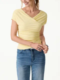 Surplice V-Neck Ruching Bra Top
