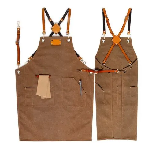 Everyday Canvas Leather Strap Crossback Kitchen Work Apron
