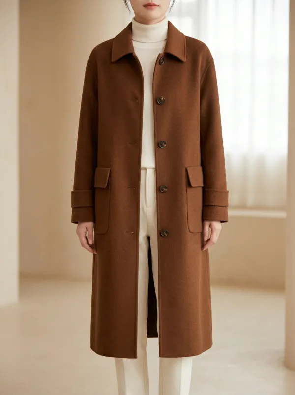 Lightweight Wool-Blend Outerwear Coat