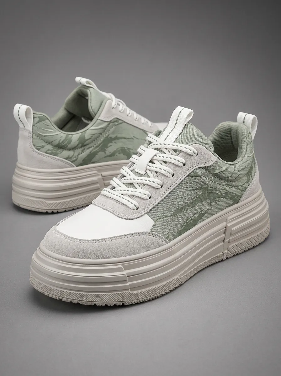 Men's Urban Casual Camo Pattern Printed Platform Sneakers