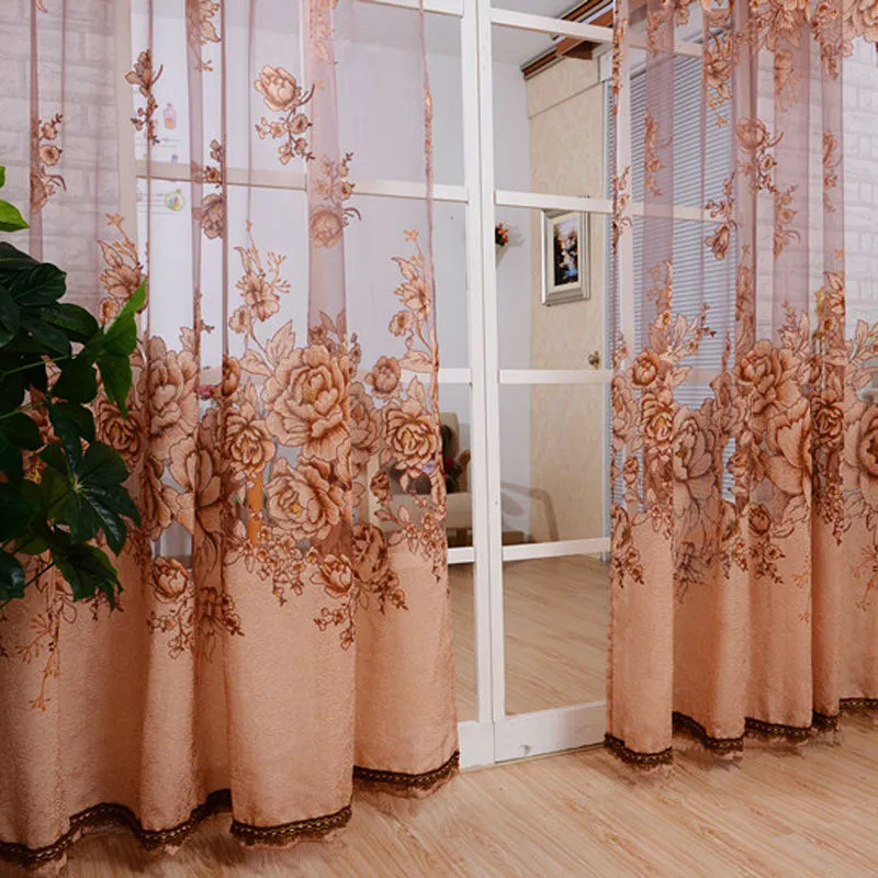Floral Sheer Curtain Panel