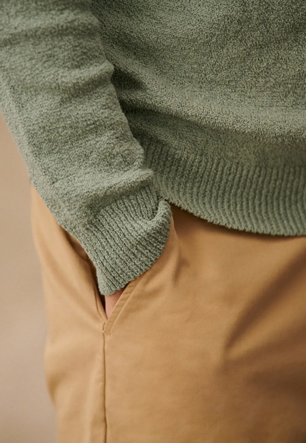 Light Green Relaxed Fit Crew Neck Sweater