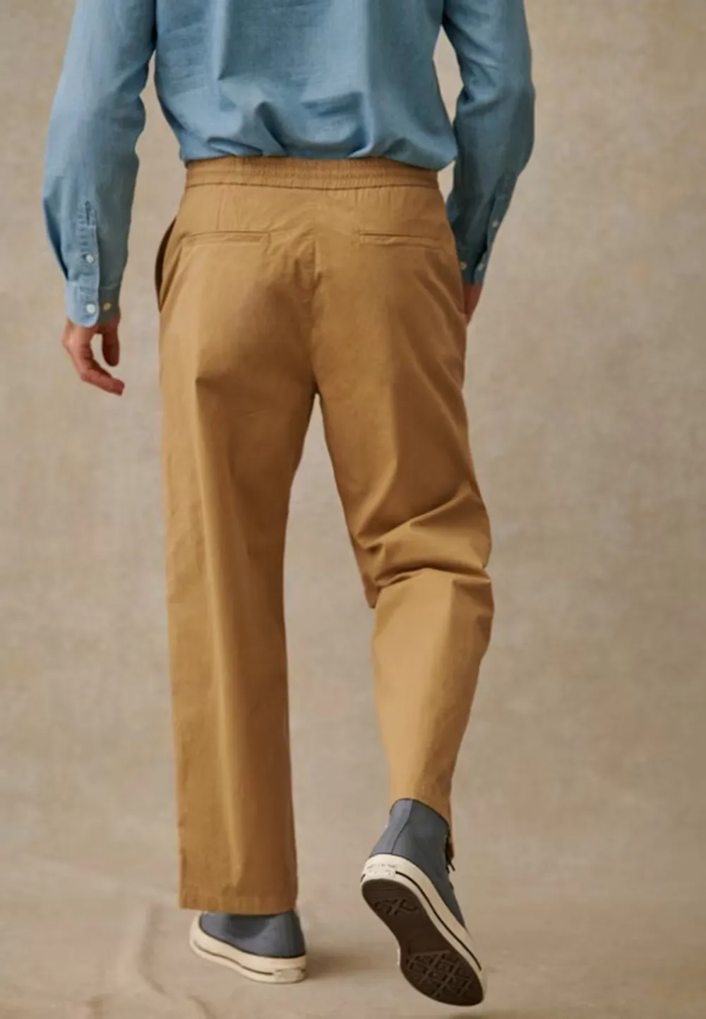 Khaki Slight Stretch Straight Leg Casual Trousers