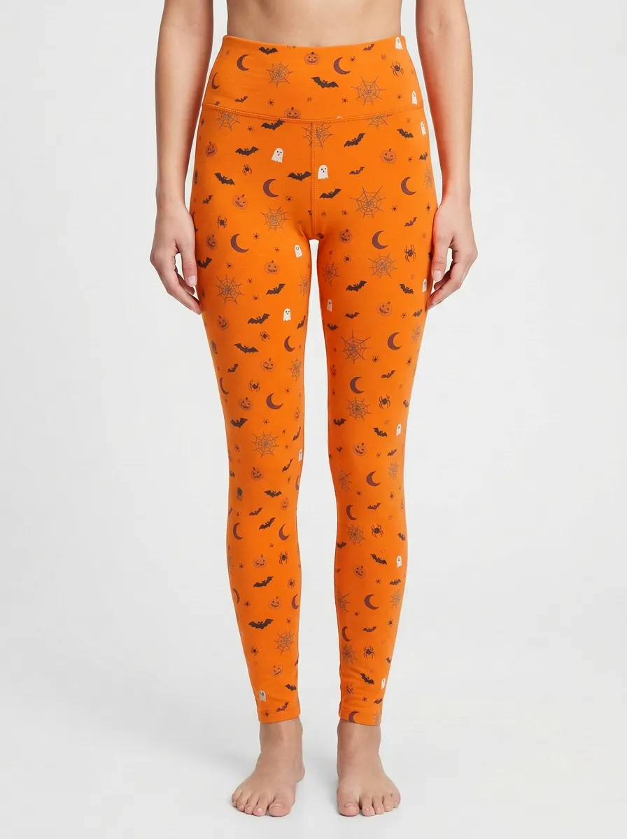 Women's Halloween Pumpkin Ghost Bat Spiderweb Leggings
