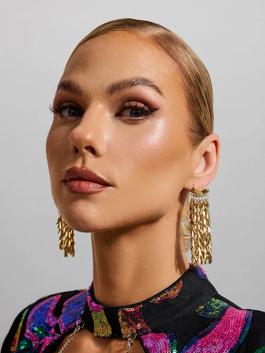 Blake  Leaf Fringe Drop Earrings