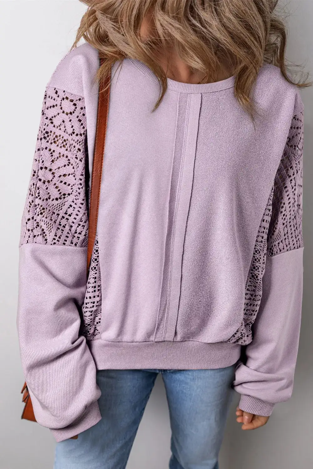 Round Neck Openwork Sweatshirt