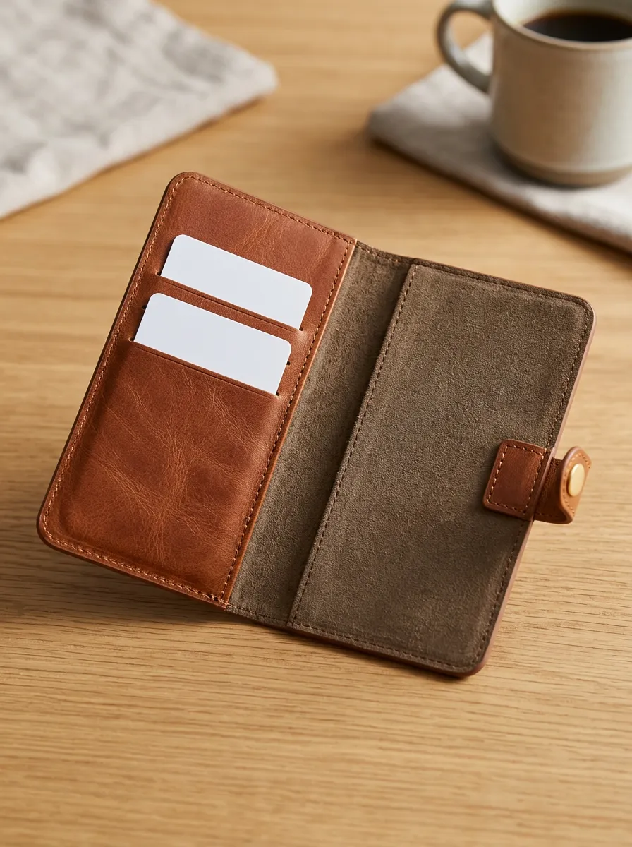 Brown Leather Phone Card Holder