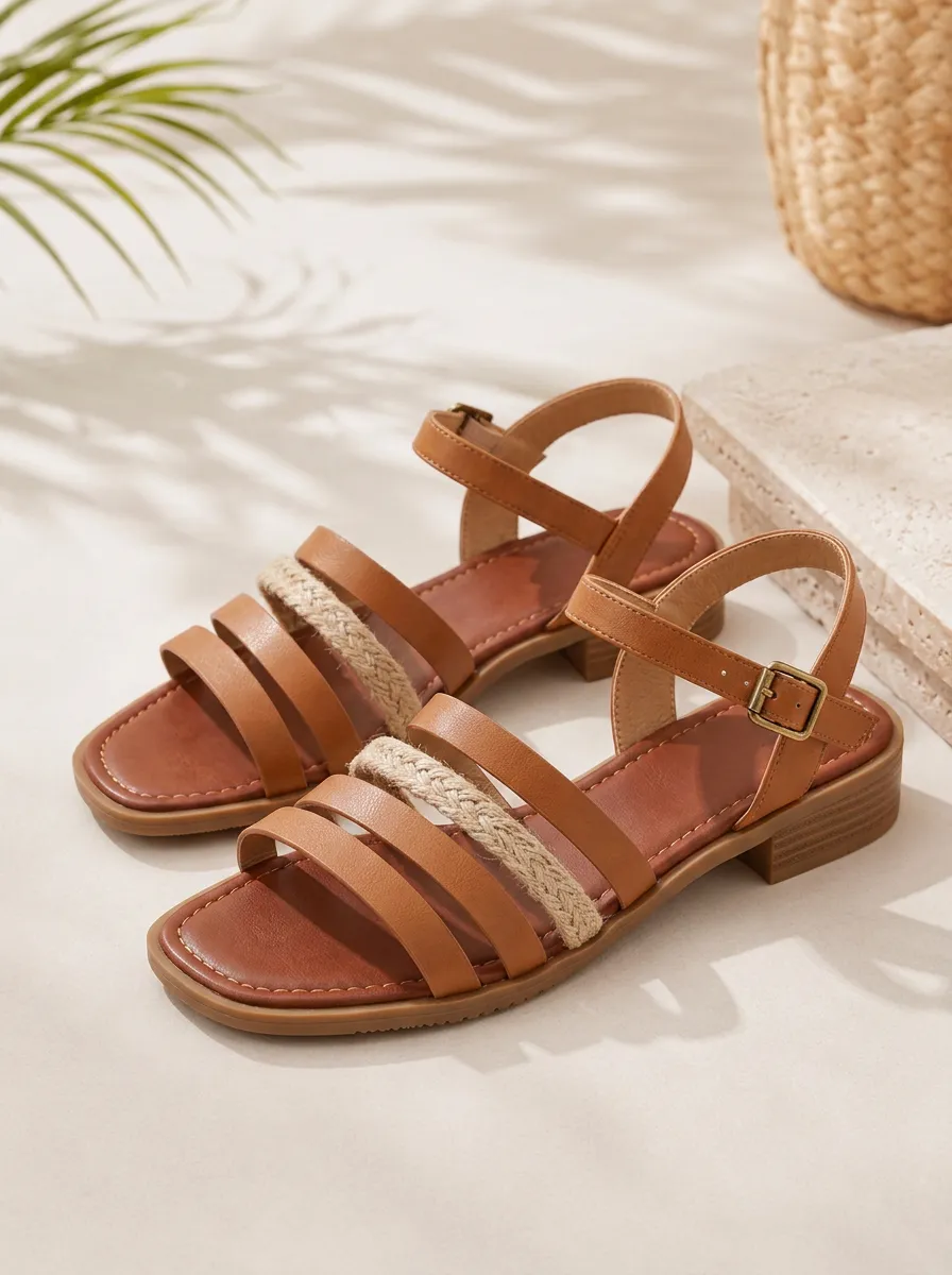 Women's Summer Comfort Summer Casual Braided Strap Buckle Flat Sandals