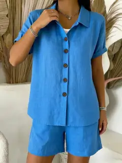 Refined Refined Pocketed Shirt and Shorts Matching Set