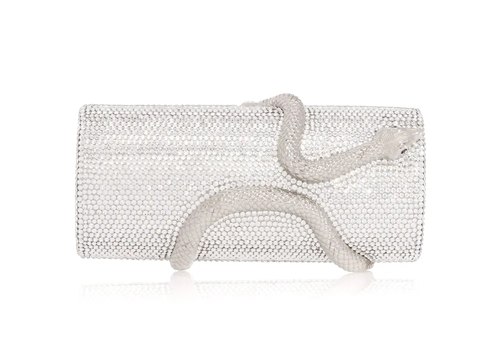 Modern Serpent Cylinder Crystal Clutch