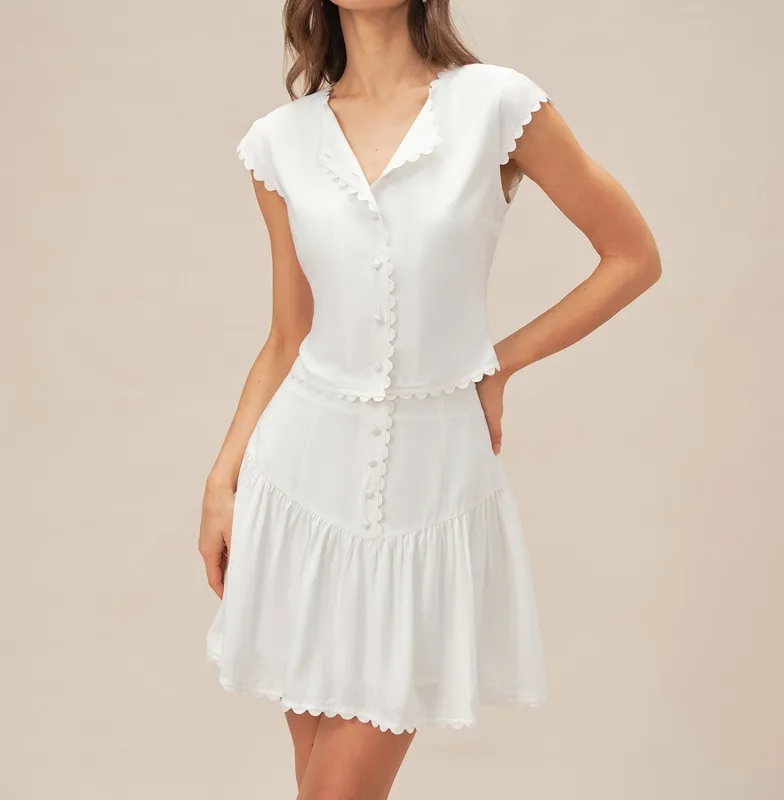 White Cap Sleeve Button Blouse