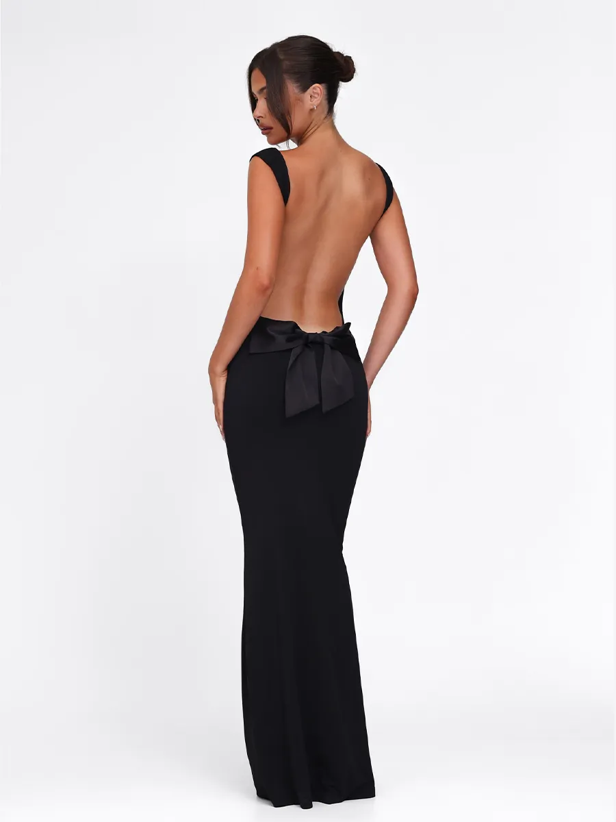 Alma Backless Bow Maxi Dress