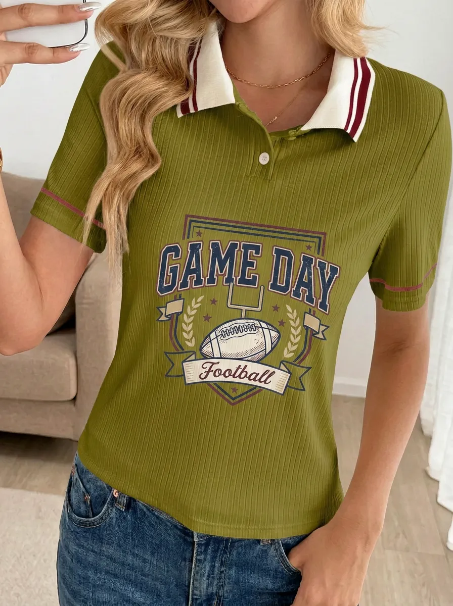 Game Day Football Sport Graphic Graphic Polo Shirt