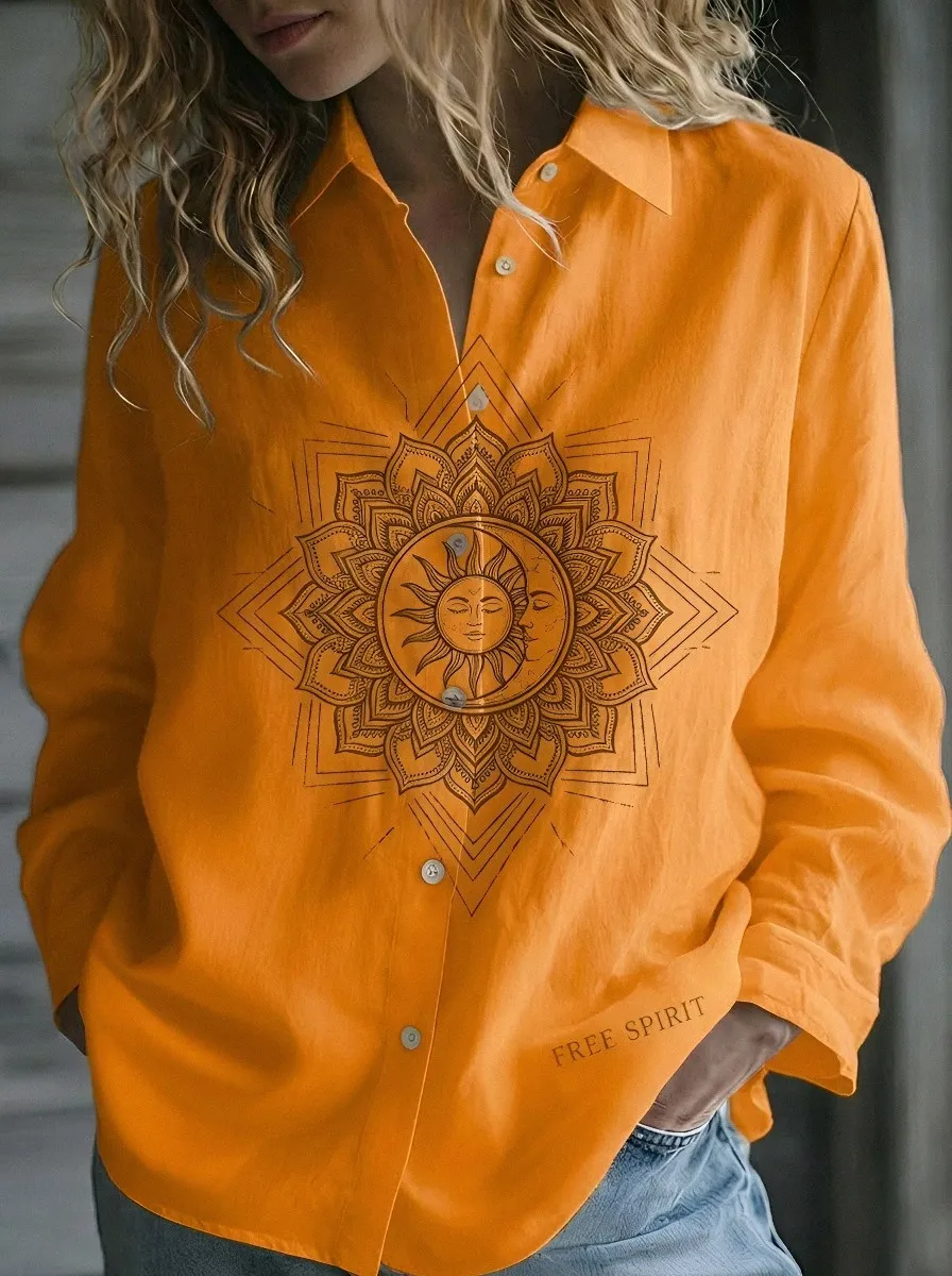 Boho Celestial Sun Casual Shirt