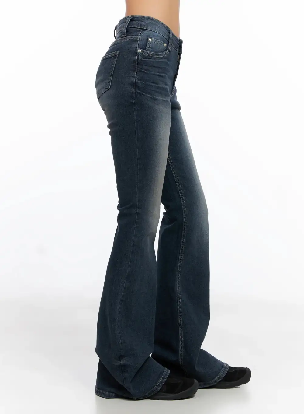 Hip-Pad Low-Rise Flare Jeans