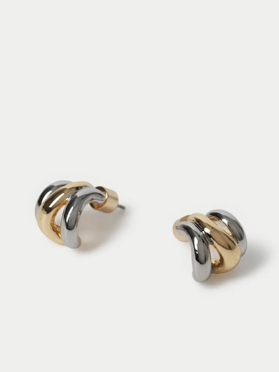 Two-Tone Twist Hoop Earrings