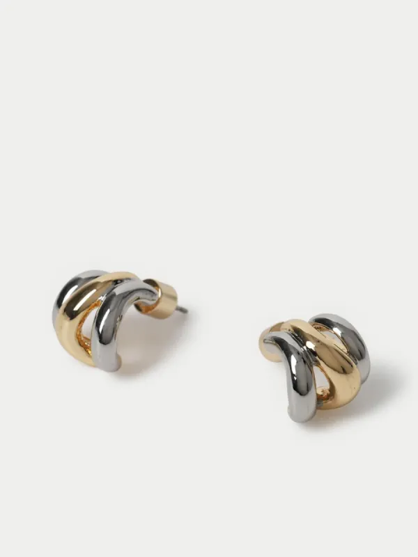 Two-Tone Twist Hoop Earrings