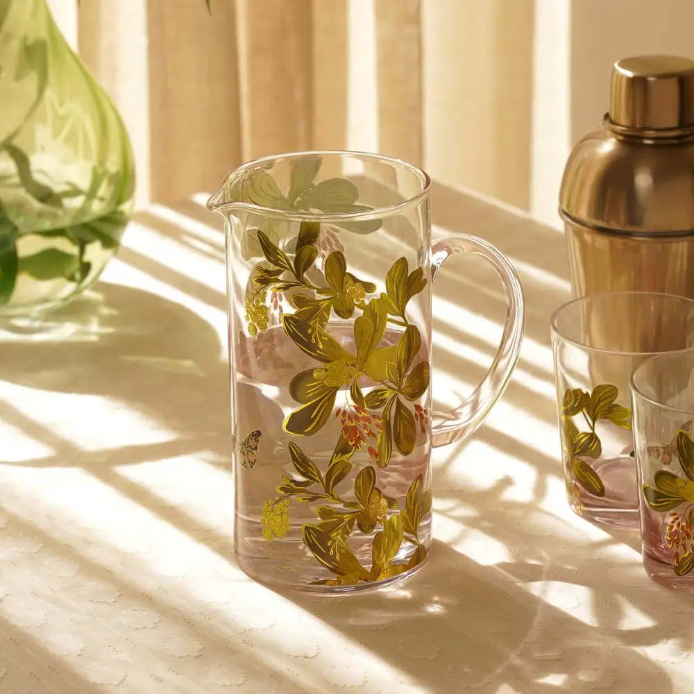 Floral Glass Serving Jug
