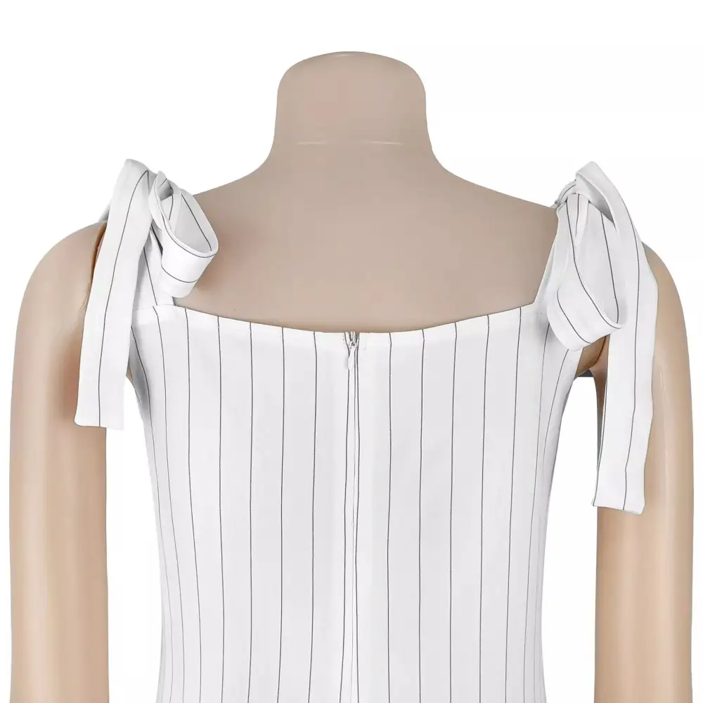 Striped Tie Shoulder Wide Leg Jumpsuit