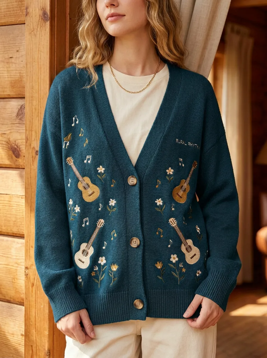 Open-Road Guitar Women's Country Music Casual Cardigan
