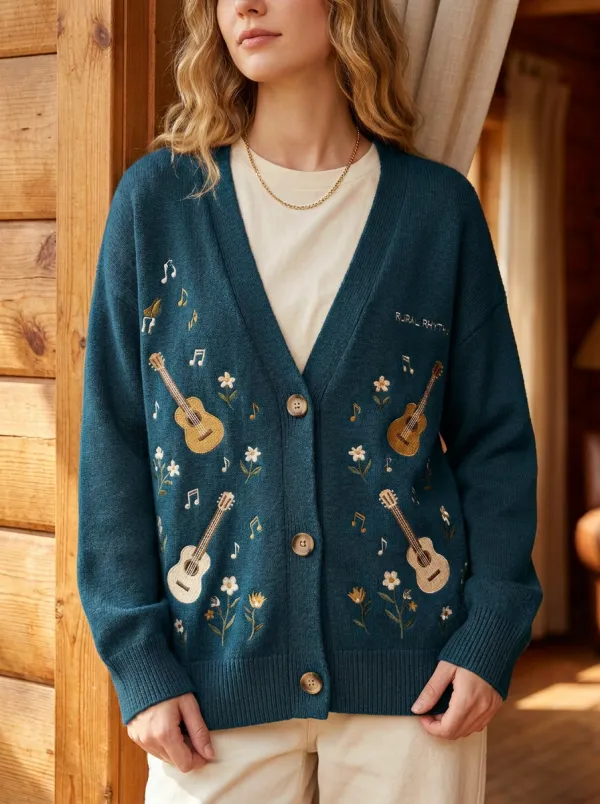 Open-Road Guitar Women's Country Music Casual Cardigan