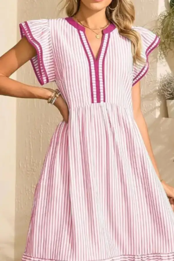Striped Ruffle Midi Dress