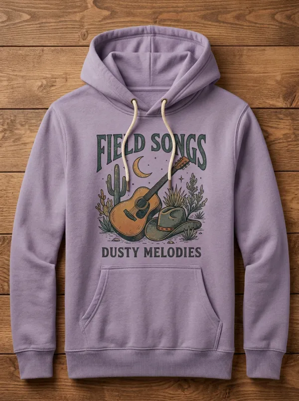 Guitar Cowboy-Hat Cactus Unisex Country Music Pullover Hoodie