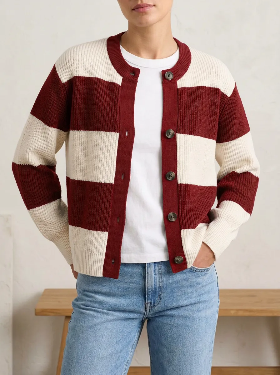 Statement Rugby Striped Knit Cardigan
