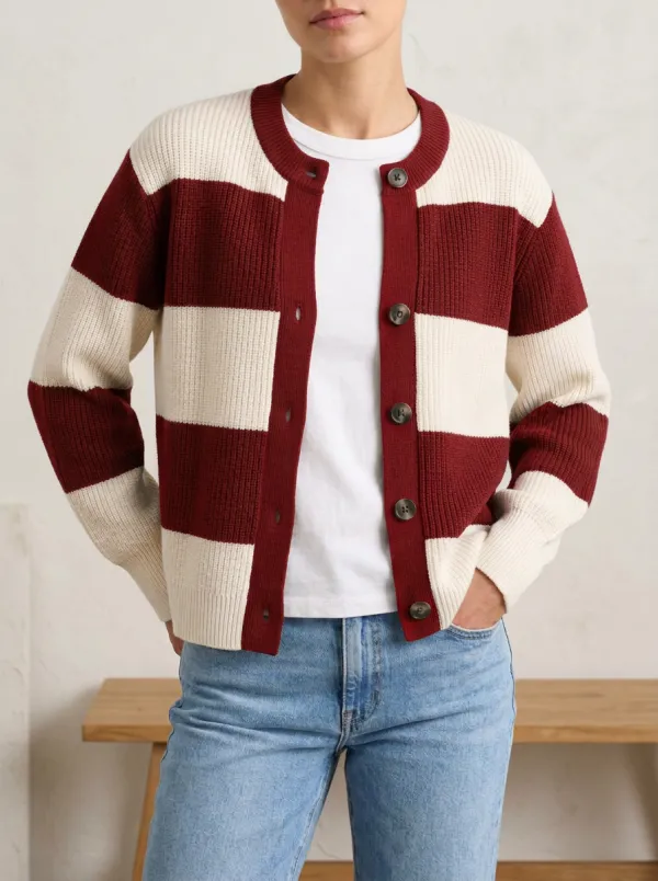 Statement Rugby Striped Knit Cardigan