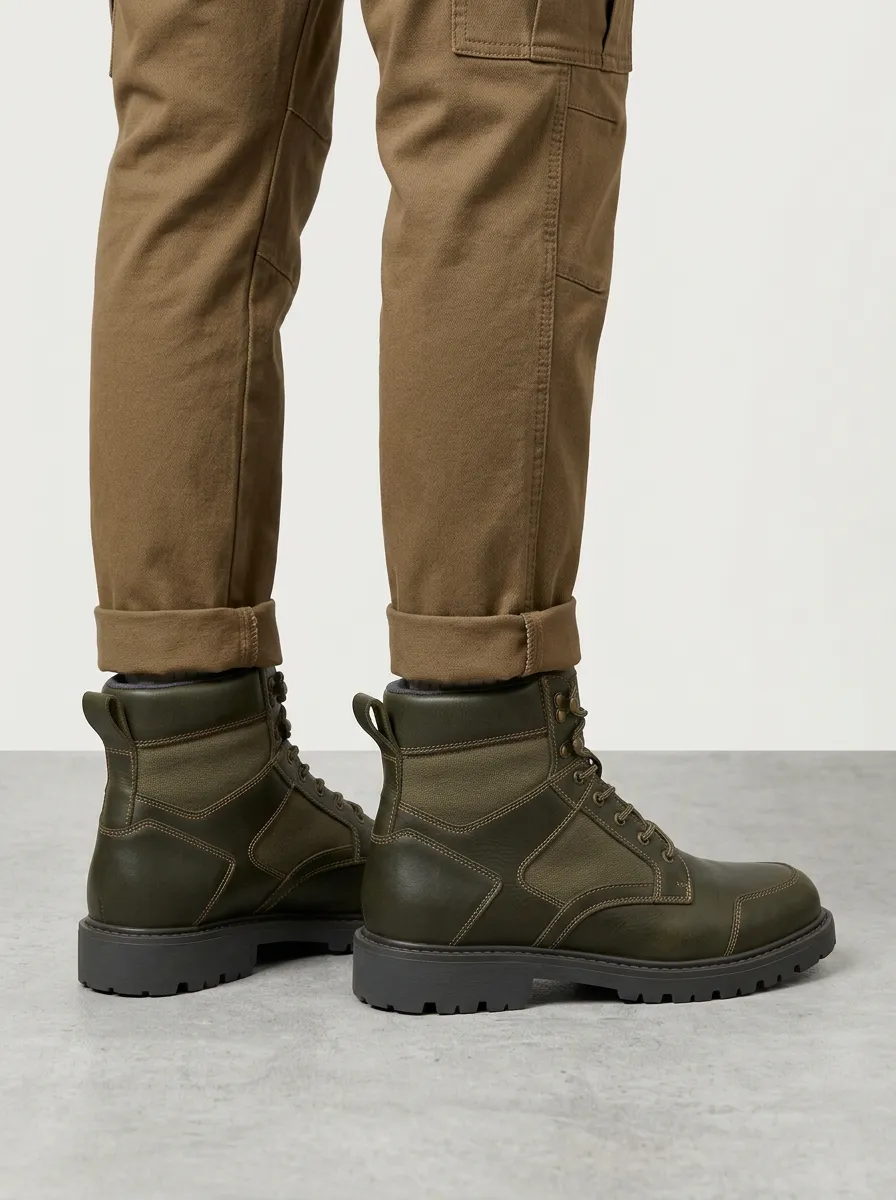 Unisex Tactical Leather Print Work Boots