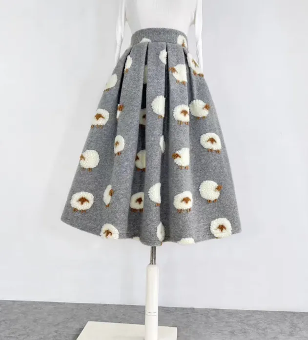 Textured Carry Everyday Casual Wool Skirt