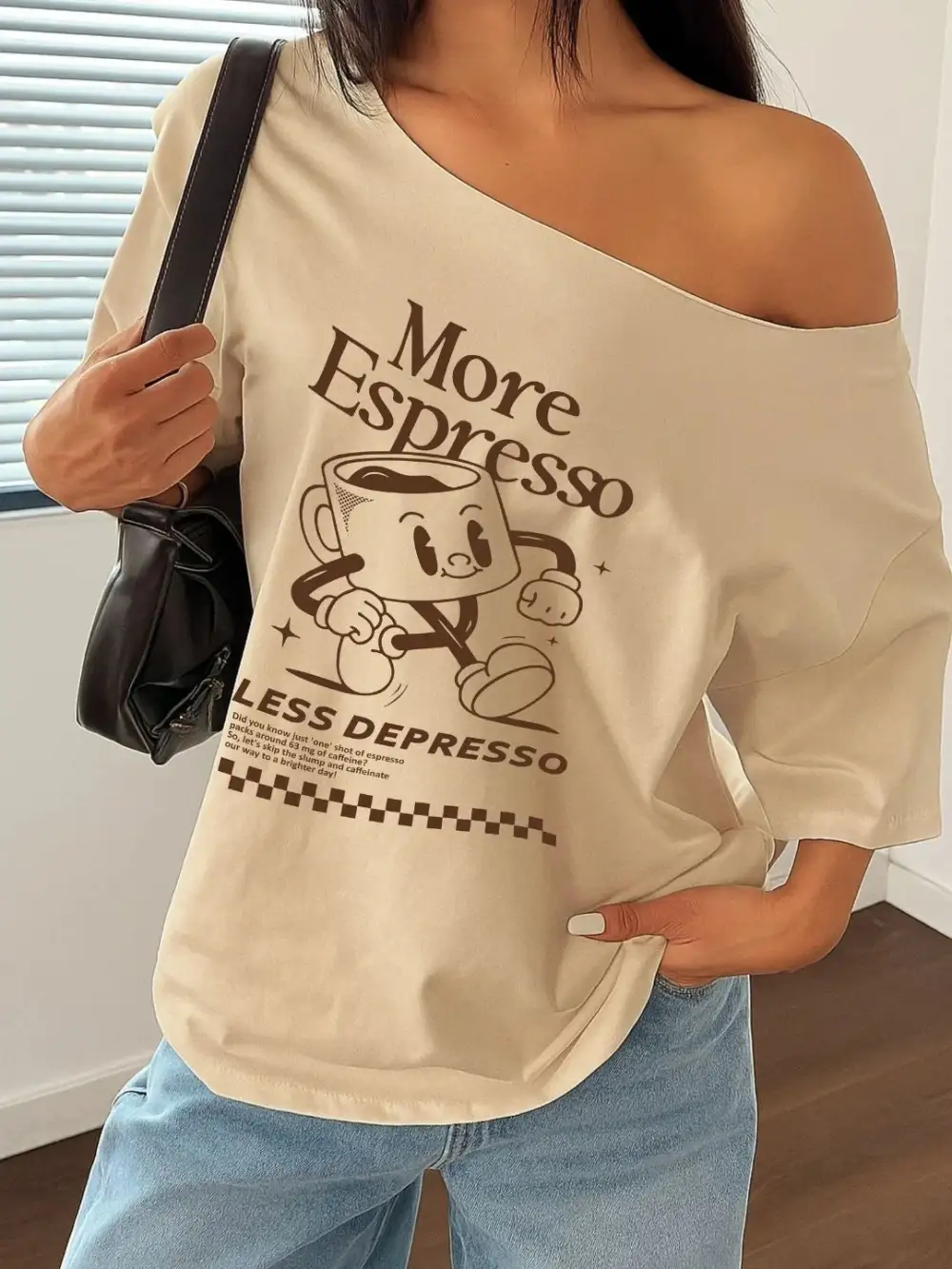 More Espresso Less Depresso Off Shoulder T-Shirt