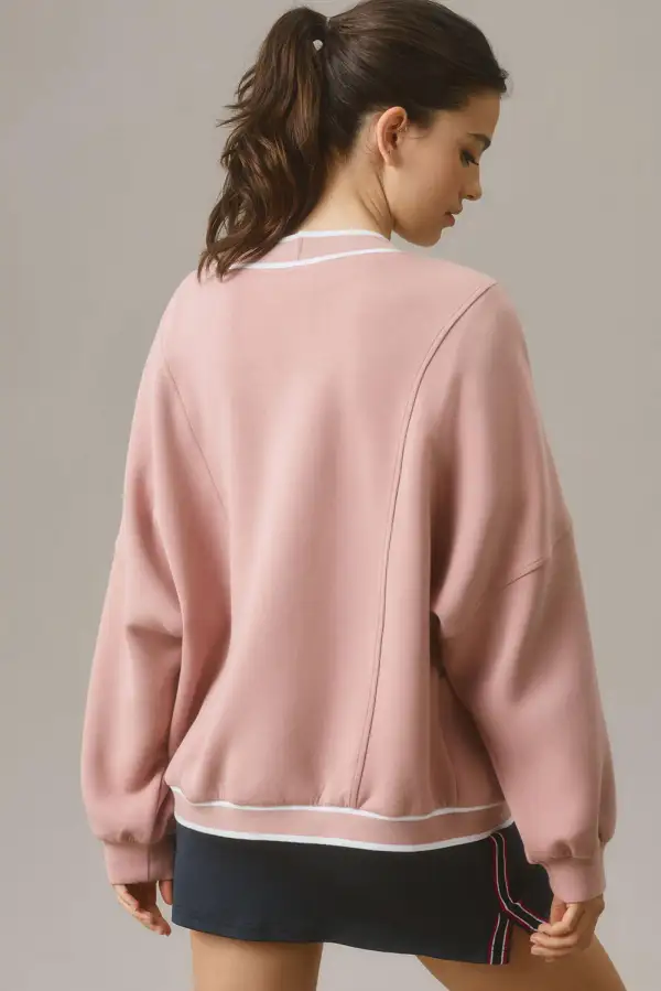 Contrast Trim V Neck Button Front Pocketed Knit Cardigan