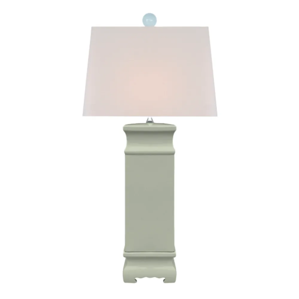 Pagoda-Form Porcelain Square-Shade Lamp