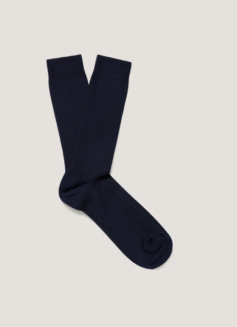 Navy Cotton Ribbed Crew Socks