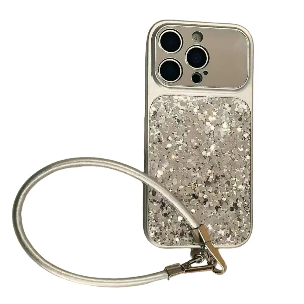 Glitter Wrist Strap Textured Phone Case