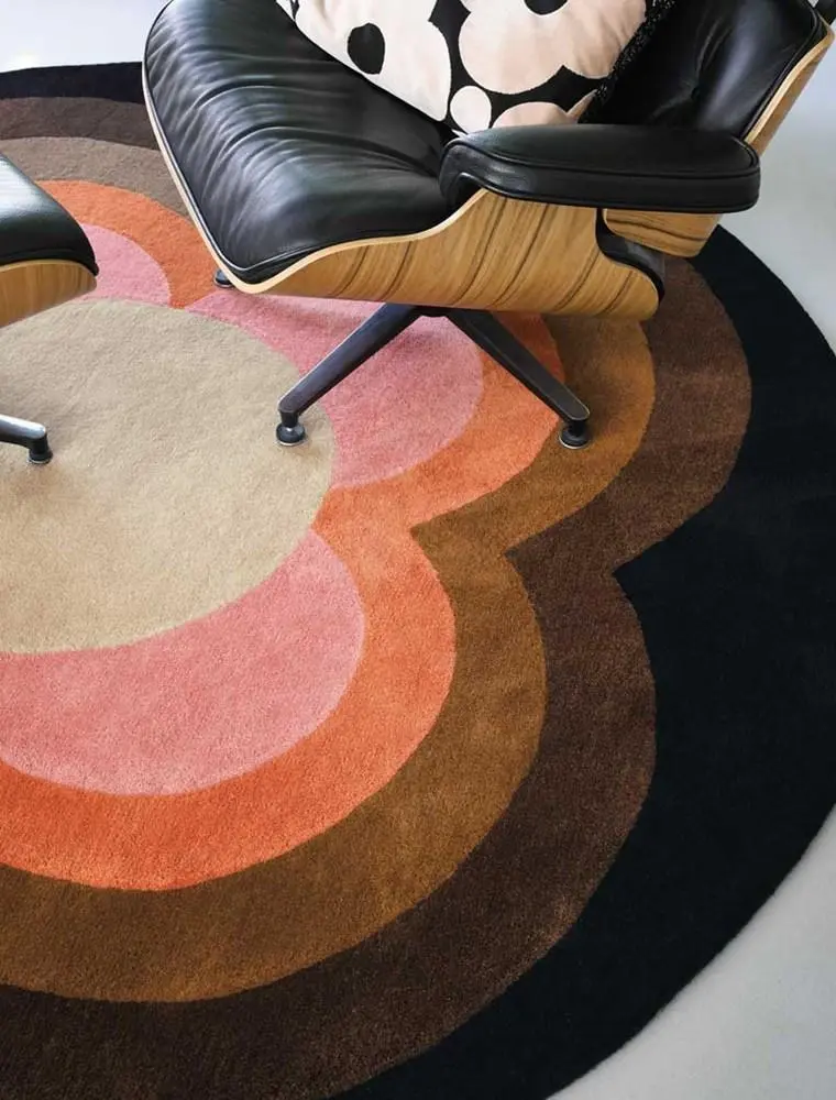 Wool Tufted Floral Round Area Rug