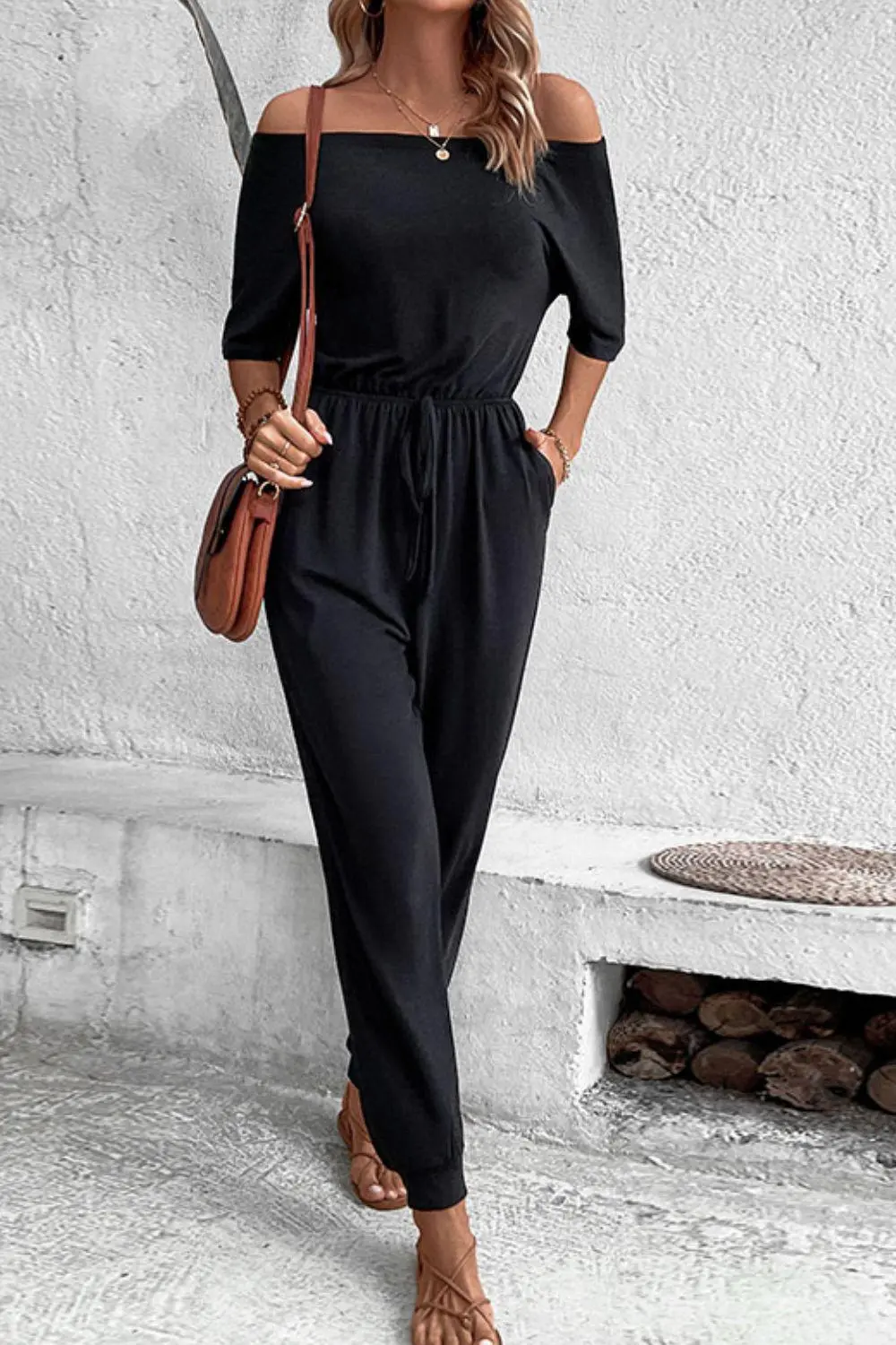 Shoulder Jumpsuit Pockets
