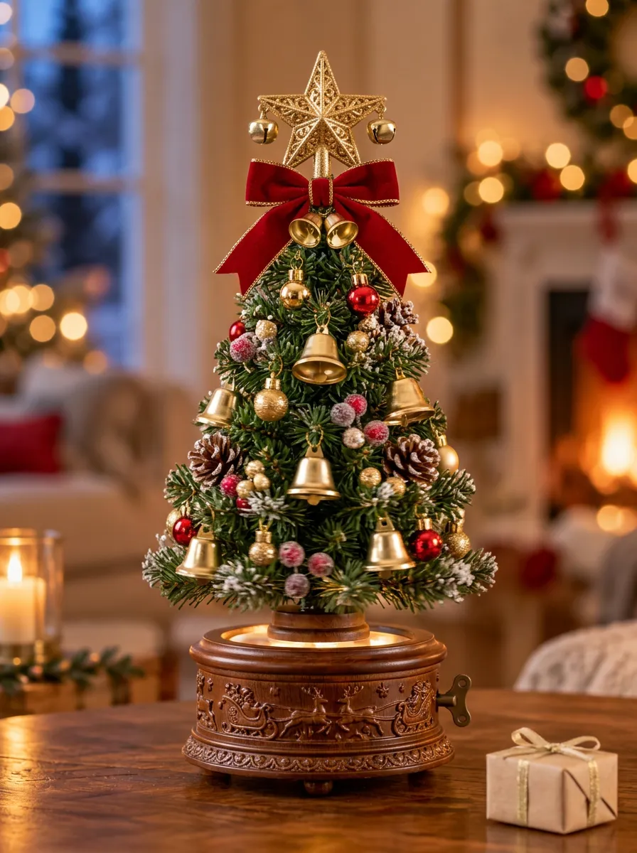 Theme Gold Bell Star Christmas Tabletop Tree