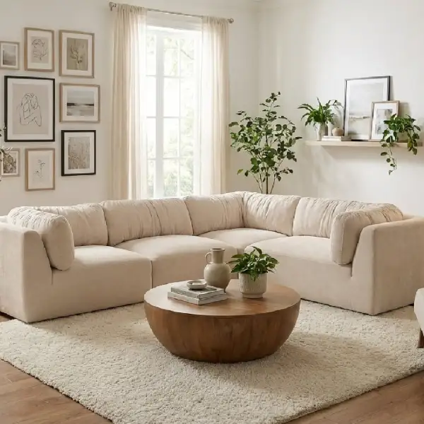 Modular L-Shaped Chenille Sofa