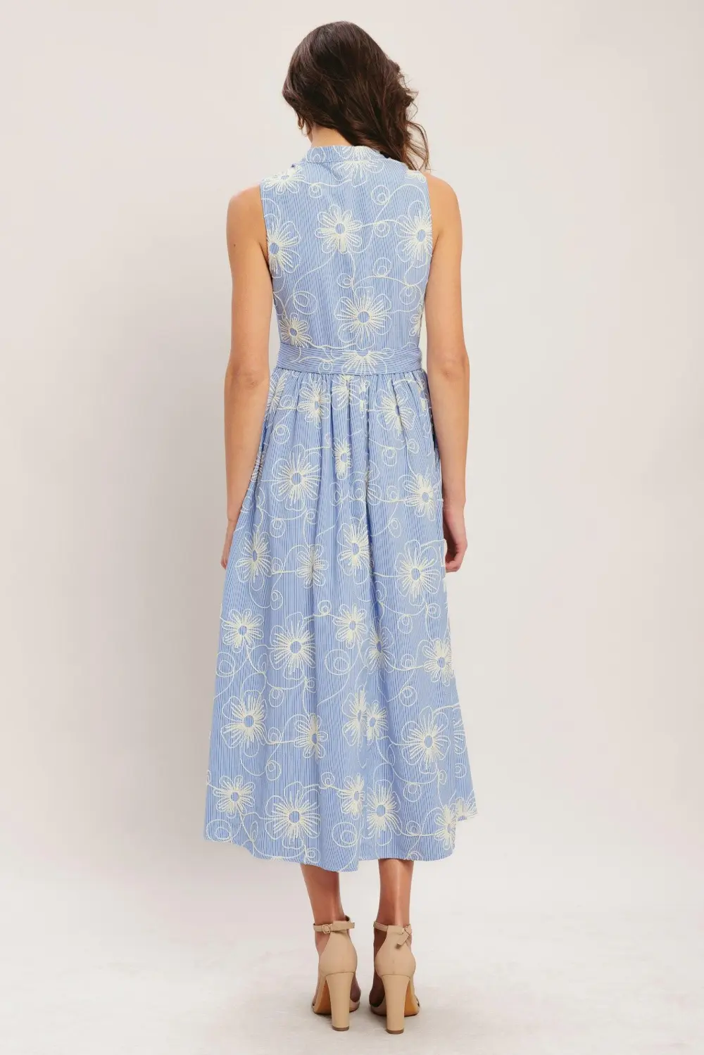 V-Neck Sleeveless Midi Dress