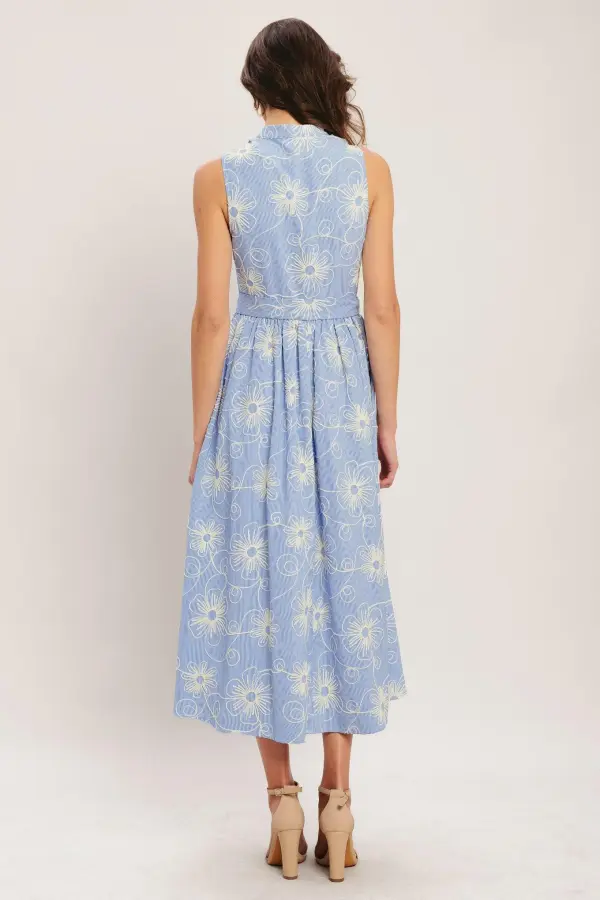 V-Neck Sleeveless Midi Dress