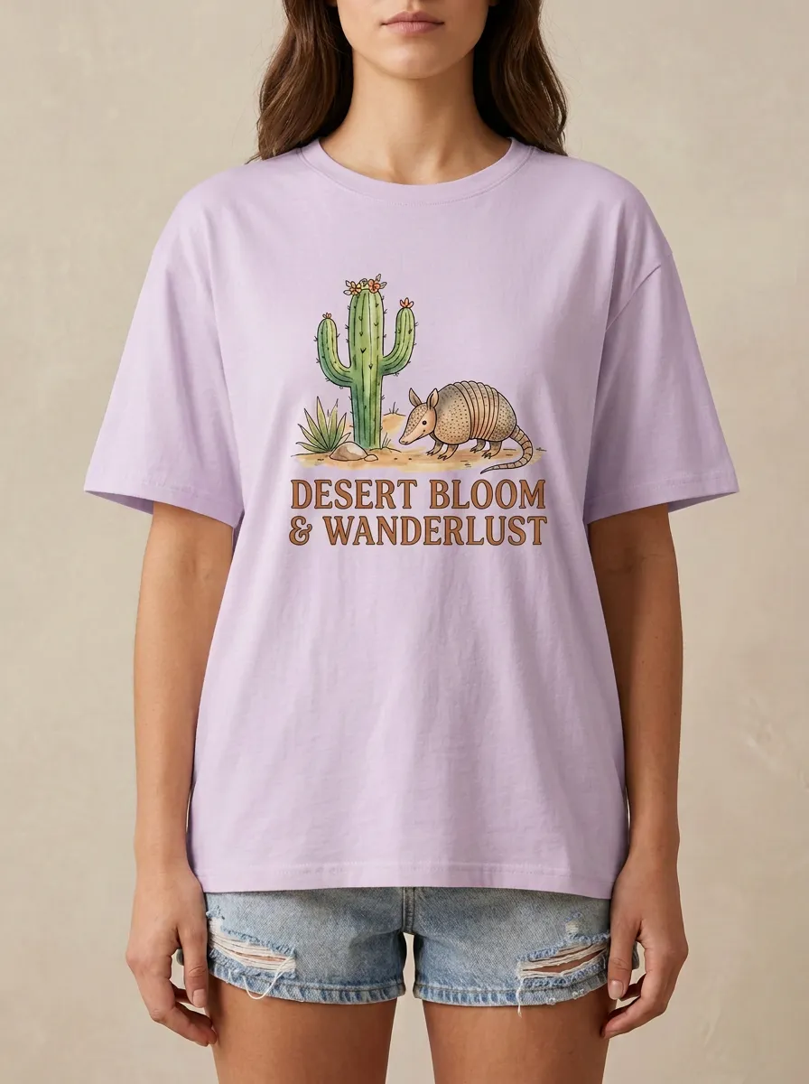 Desert Nature Lover Armadillo Cactus T-Shirt