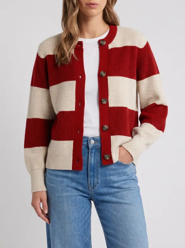 Graphic Rugby Striped Knit Cardigan
