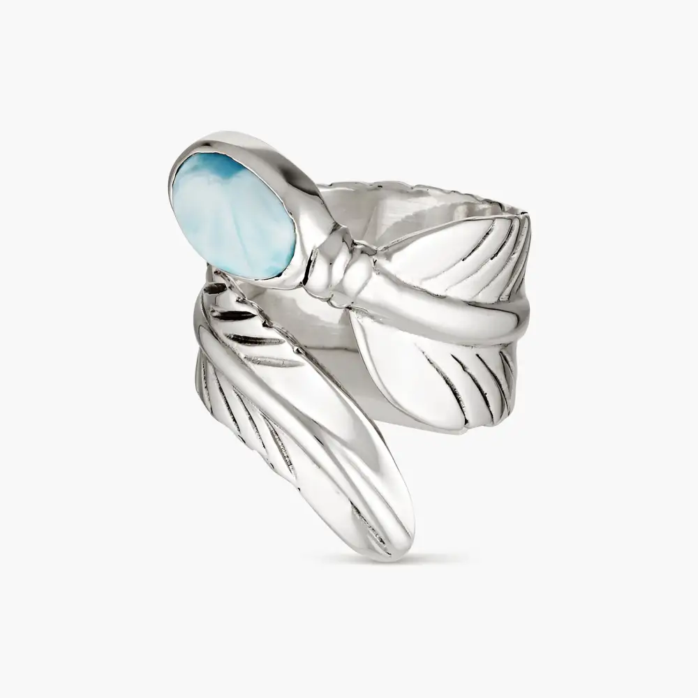 Larimar Feather Wrap Ring