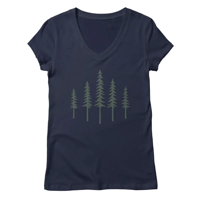 Pine Trees - Green Version V-Neck Tee