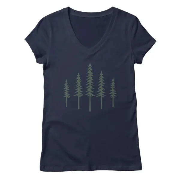 Pine Trees - Green Version V-Neck Tee