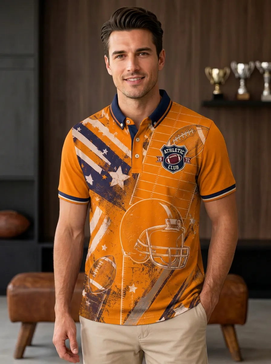 Men's Gridiron Helmet Stars Polo Shirt