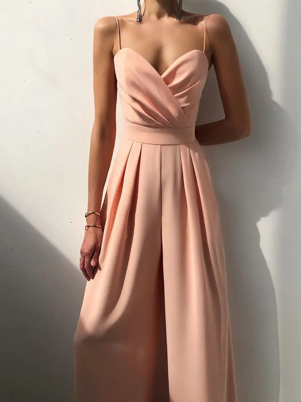 Plus Size Spaghetti Strap Wide Leg Accessory