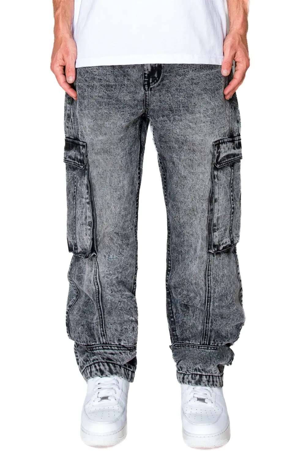 Men's Front Seam Baggy Fit Cargo Denim Jeans